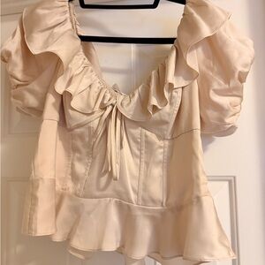 Astr Cream Ruffle Blouse